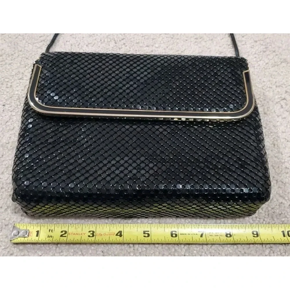 Vintage Black Aluminum Mesh Evening Bag Crossbody Clutch Purse Wallet/Coin Purse